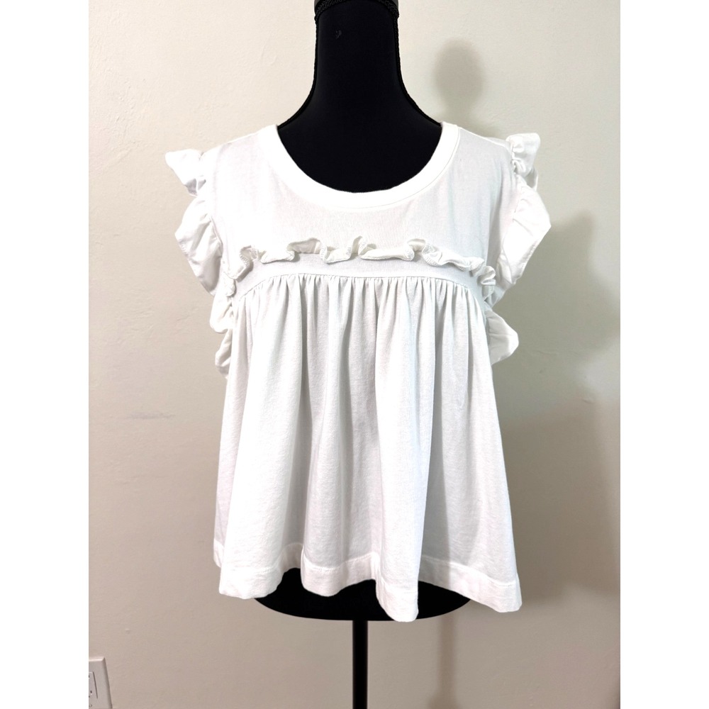 NWT Anthropologie‎ Maeve Sleeveless Ruffle Blouse White Size XL fits L
